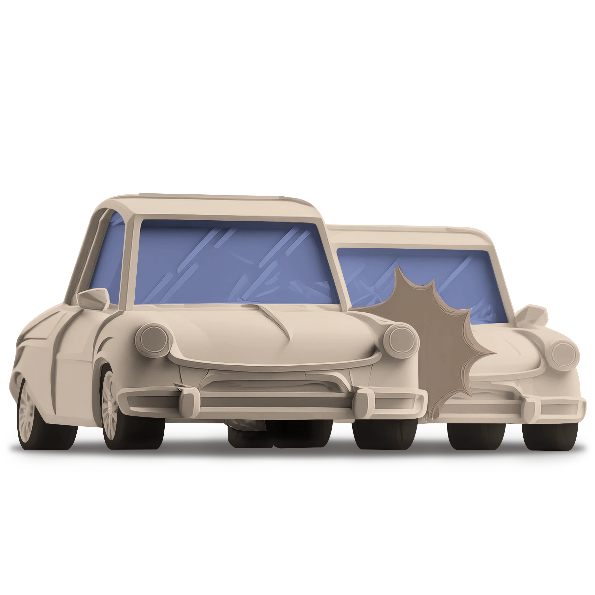 Illustration of two cars showing damage for Shory's third-party car insurance coverage.