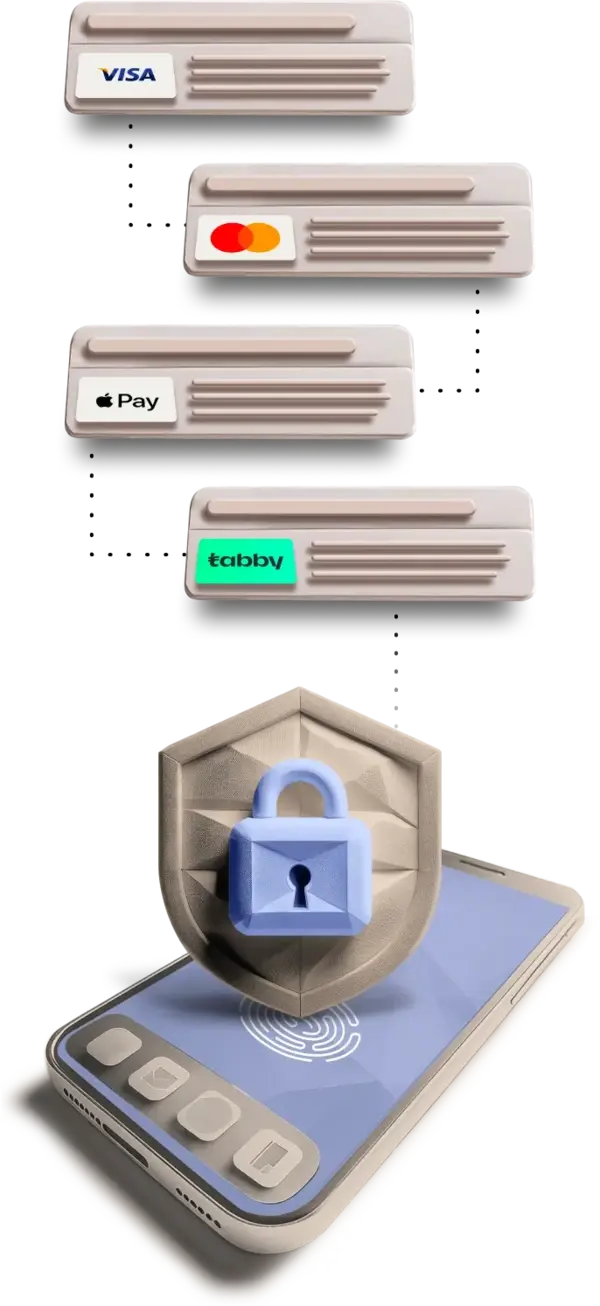 Flexible payment options at Shory Insurance, including Visa, Mastercard, Tabby, and Apple Pay, with secure online payment representation