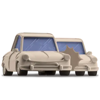 Illustration of two cars showing damage for Shory's third-party car insurance coverage.